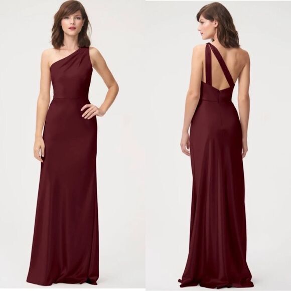 Jenny Yoo Lena One Shoulder Maxi Dress Hibiscus Size 16 - Picture 4 of 16